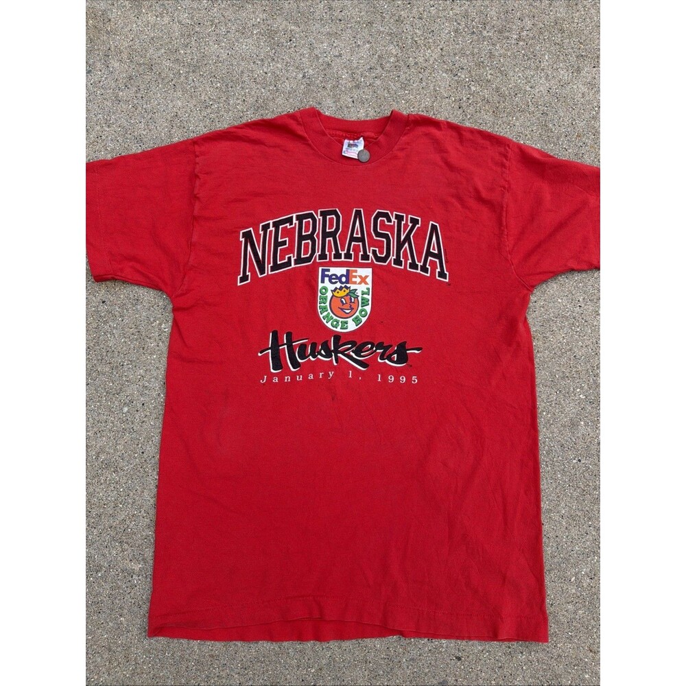 VTG Fruit Of The Loom Nebraska Huskers Orange Bowl 1995 Single Stitch L Shirt